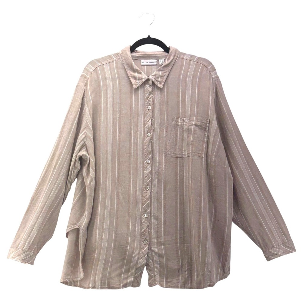 Susan Graver Linen Button Up 2X‎